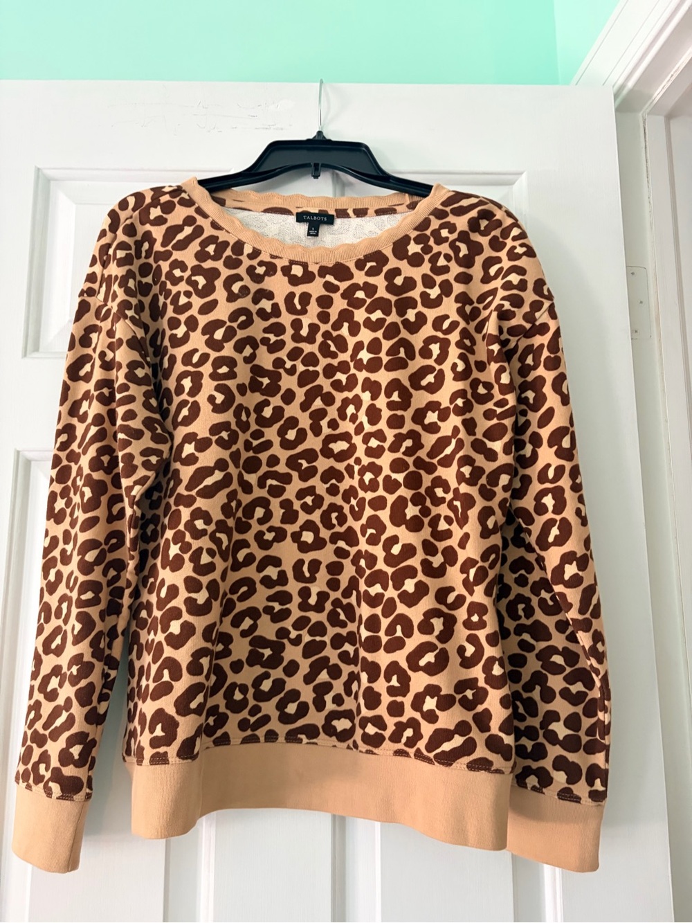 Talbots Tan & Brown Leopard Print Pullover